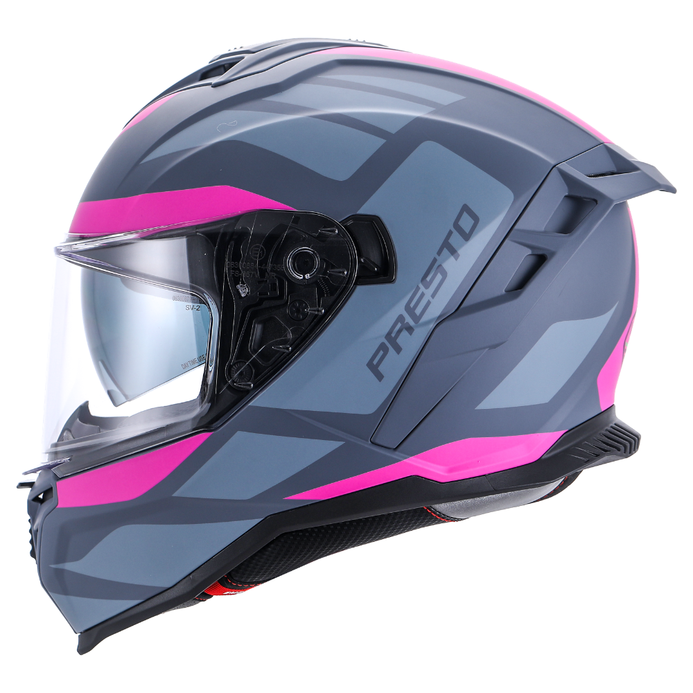 Helm Presto Integraal + Zonnevizier Mat Grijs/Zwart/Roze