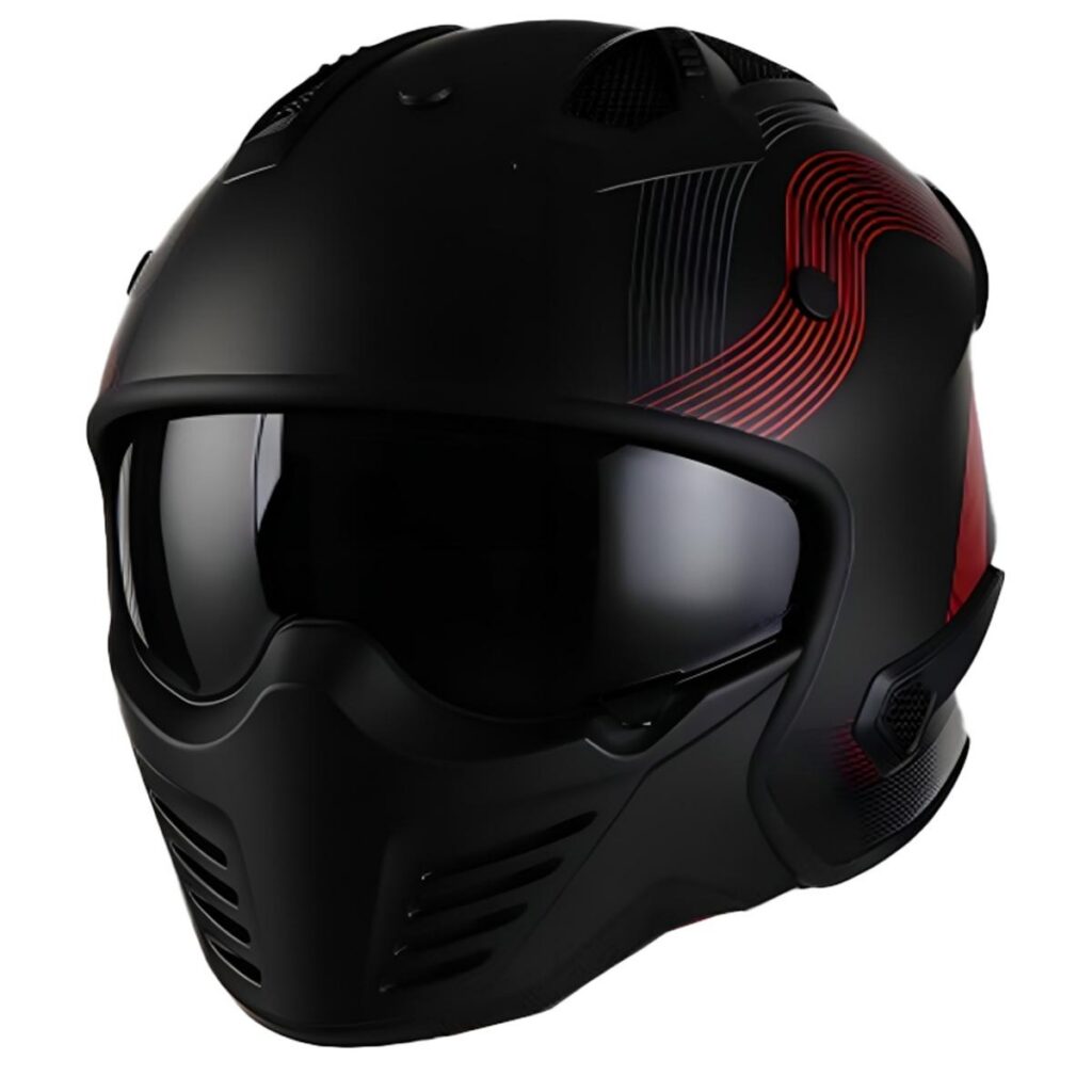 Helm Bruzano Mat Zwart + Rood