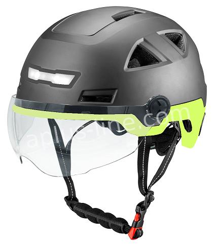 Helm E-Light Met Vizier Mat Zwart + Fluor (Speed Pedelec) +Gratis Oorpads
