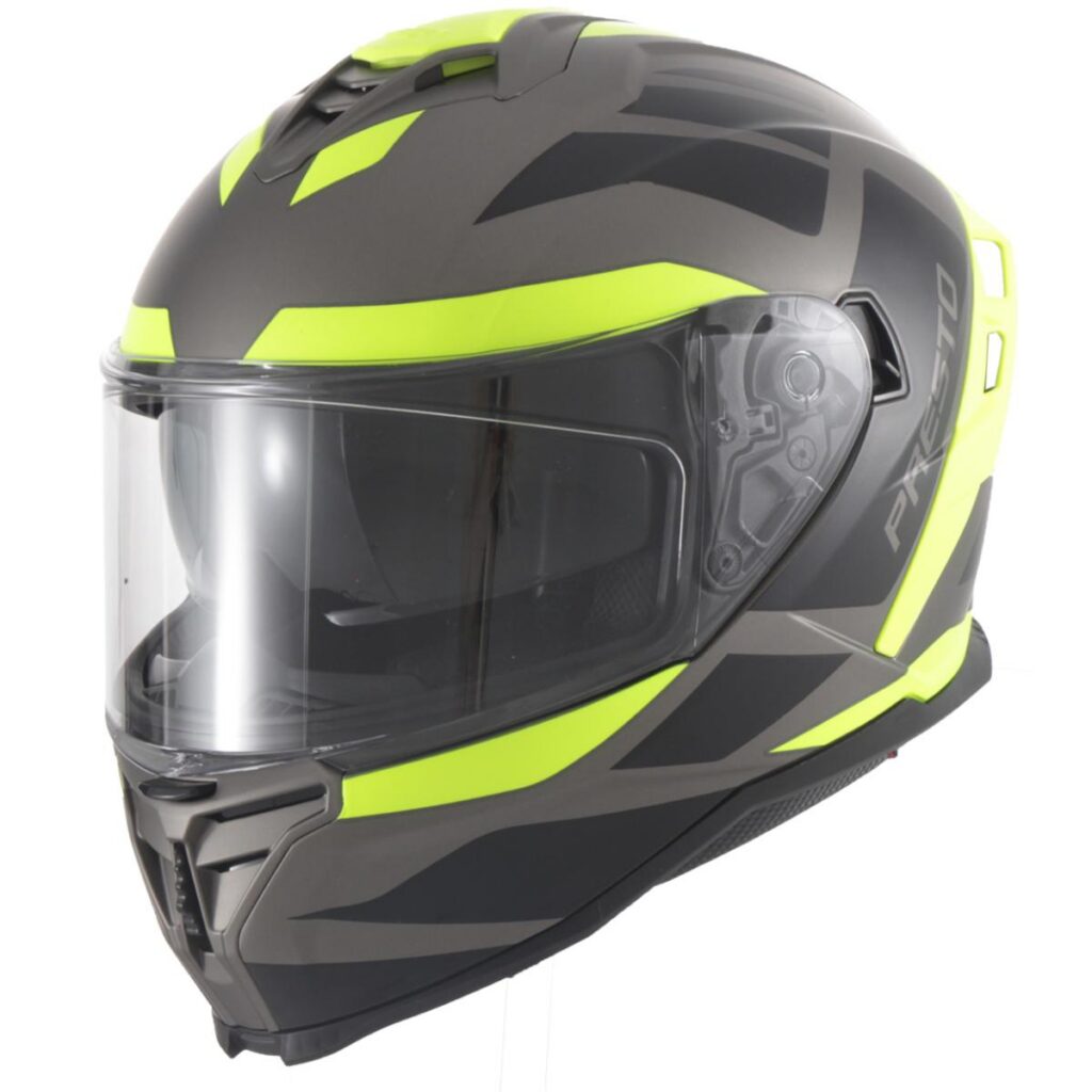 Helm Presto Integraal + Zonnevizier Mat Titanium/Zwart/Fluor