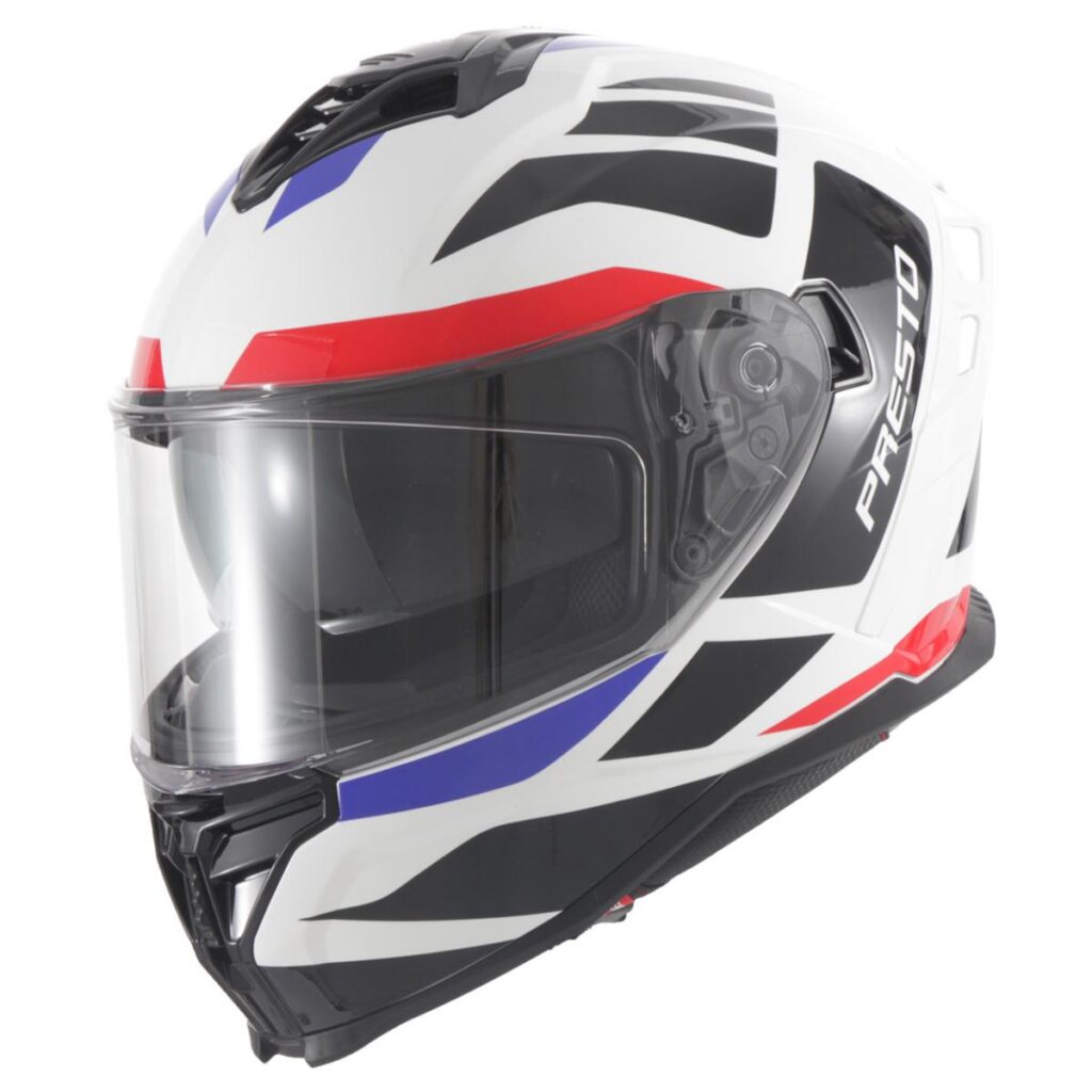 Helm Presto Integraal + Zonnevizier Glans Wit/Deco