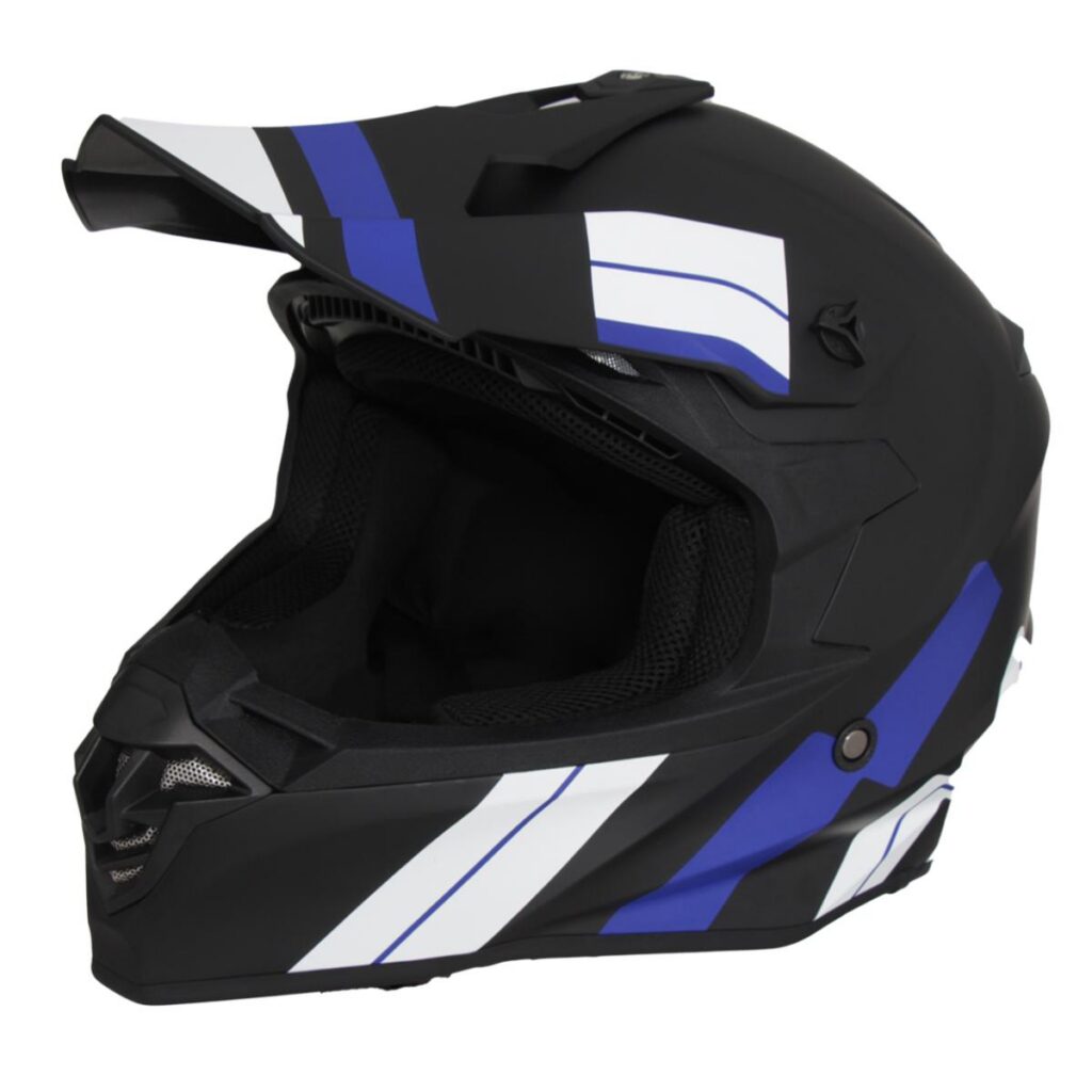 Helm Crosshelm Tivoli Mat Zwart/Blauw/Wit