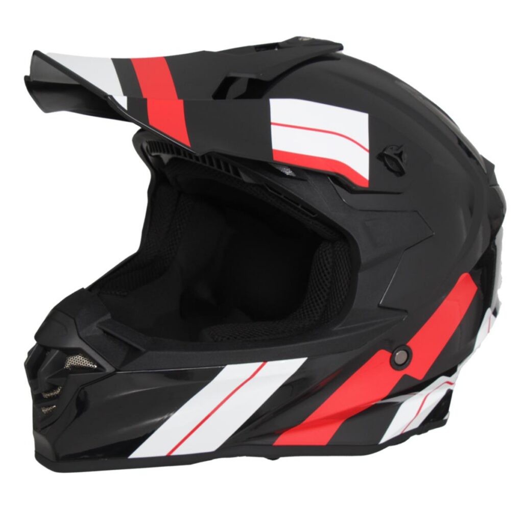 Helm Crosshelm Tivoli Glans Zwart/Rood/Wit