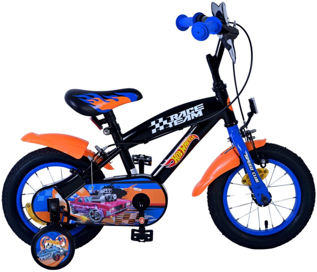 Hot Wheels Kinderfiets – Jongens – 12 inch – Zwart Oranje Blauw – Twee handremmen