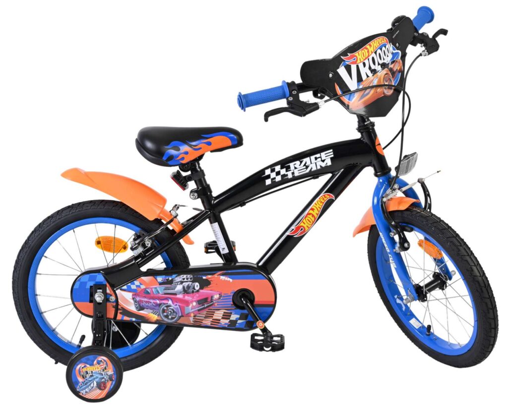 Hot Wheels Kinderfiets – Jongens – 16 inch – Zwart Oranje Blauw – Twee Handremmen