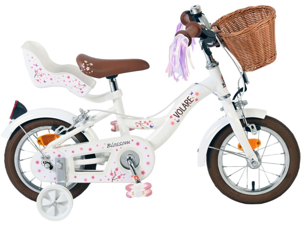 Volare Blossom Kinderfiets – Meisjes – 12 inch – Wit – Twee handremmen