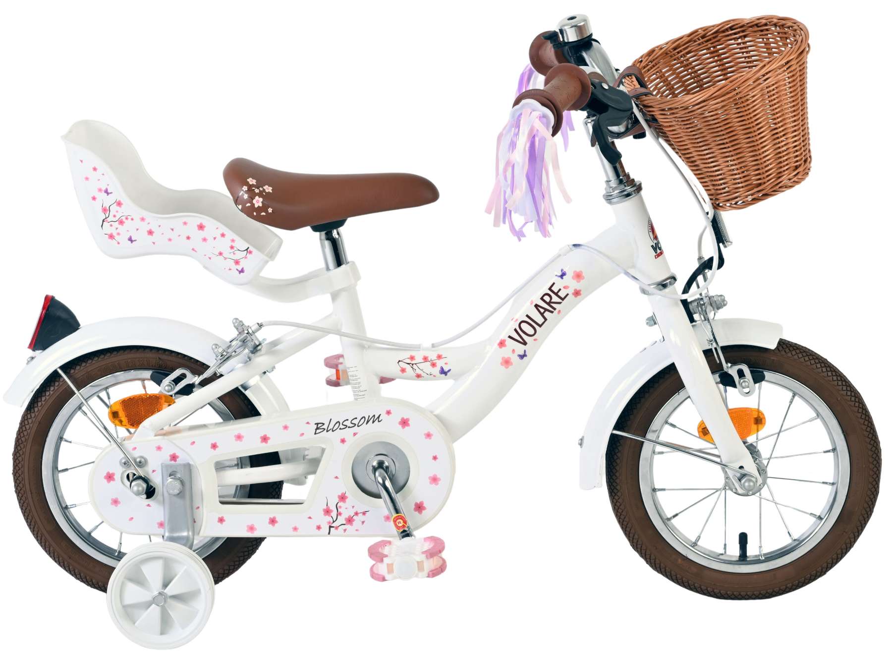 Volare Blossom Kinderfiets – Meisjes – 12 inch – Wit – Twee handremmen