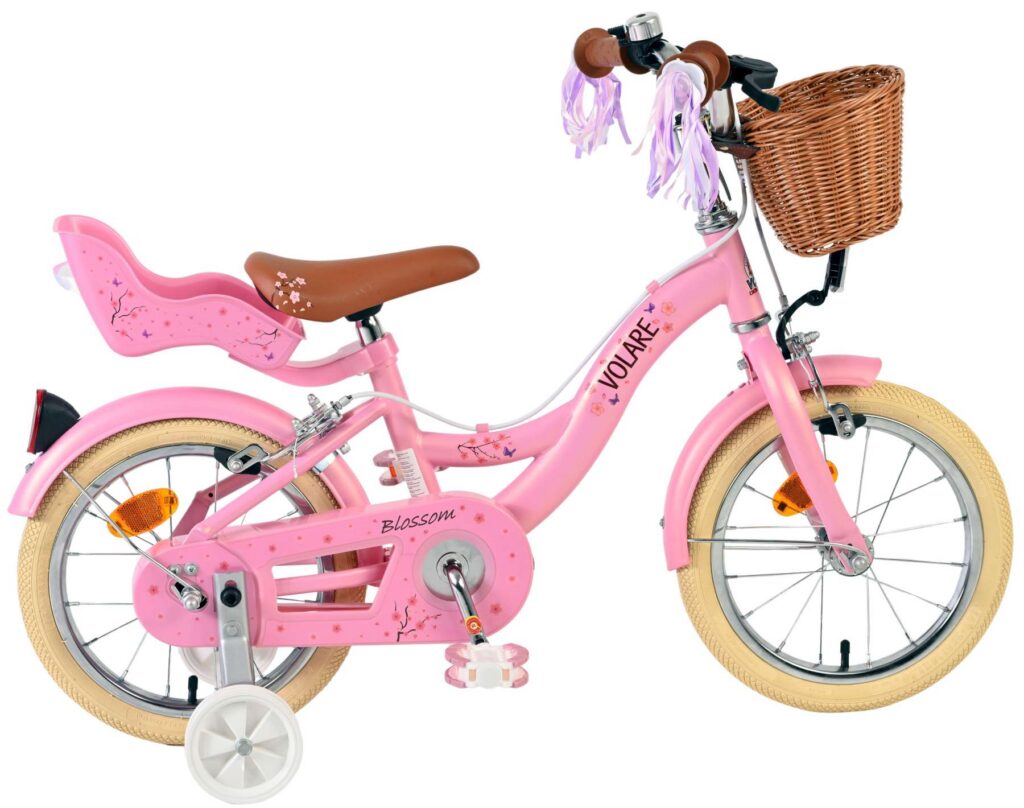 Volare Blossom Kinderfiets – Meisjes – 14 inch – Roze – Twee Handremmen