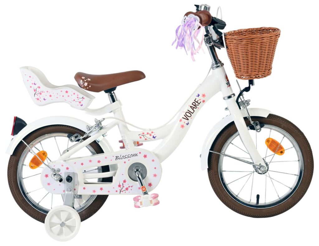 Volare Blossom Kinderfiets – Meisjes – 14 inch – Wit – Twee Handremmen