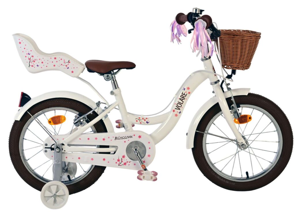 Volare Blossom Kinderfiets – Meisjes – 16 inch – Wit – Twee Handremmen
