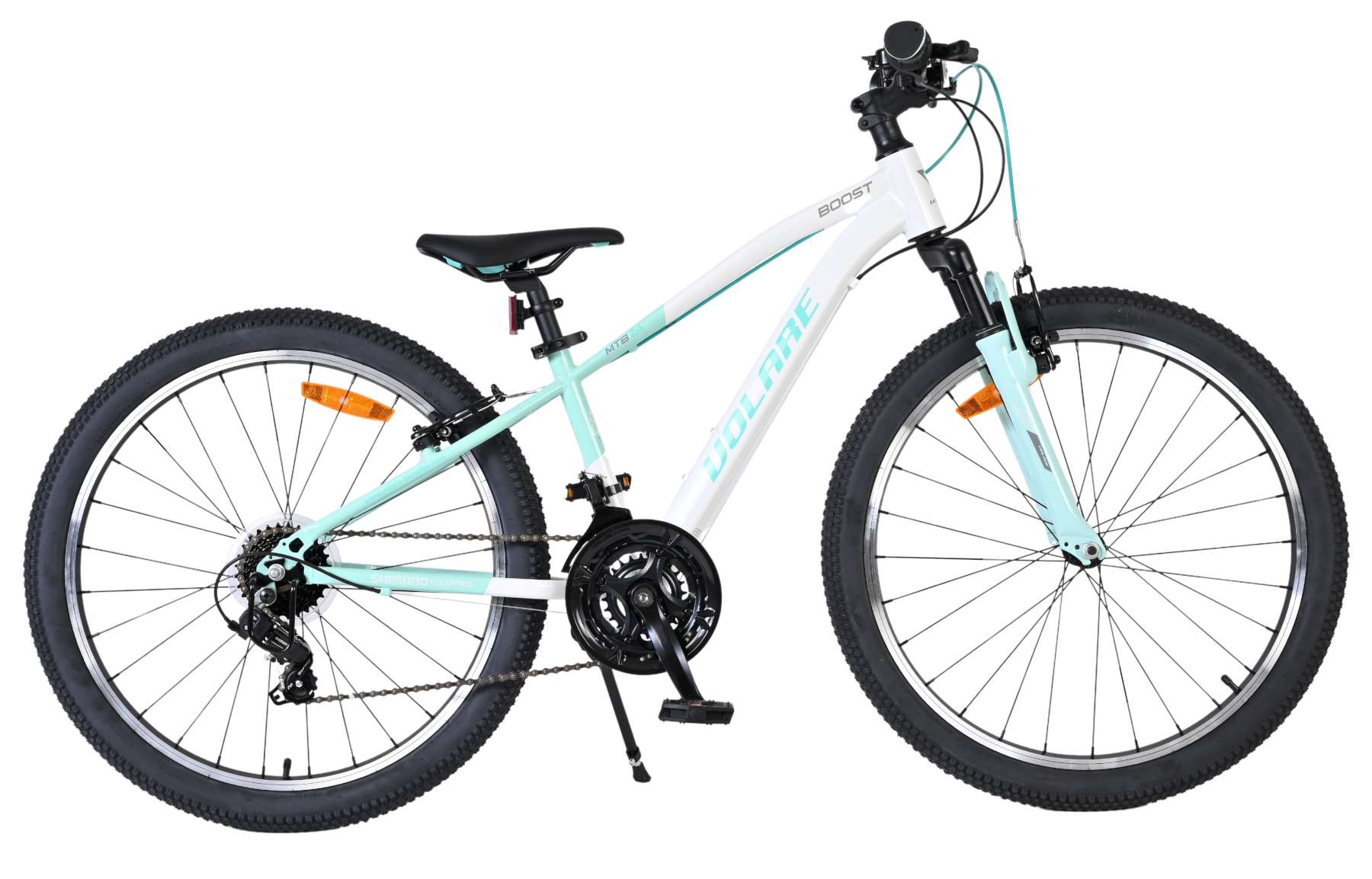 Volare Boost Kinderfiets – 24 inch – Wit/Mintgroen – 21 Speed