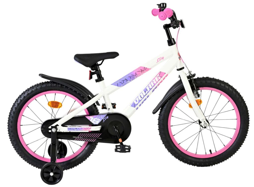 Volare Lily Kinderfiets – Meisjes – 18 inch – Wit Roze Paars