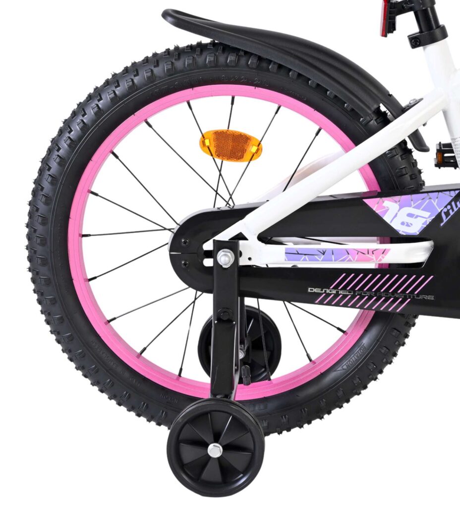 Volare Lily Kinderfiets – Meisjes – 18 inch – Wit Roze Paars – Twee handremmen