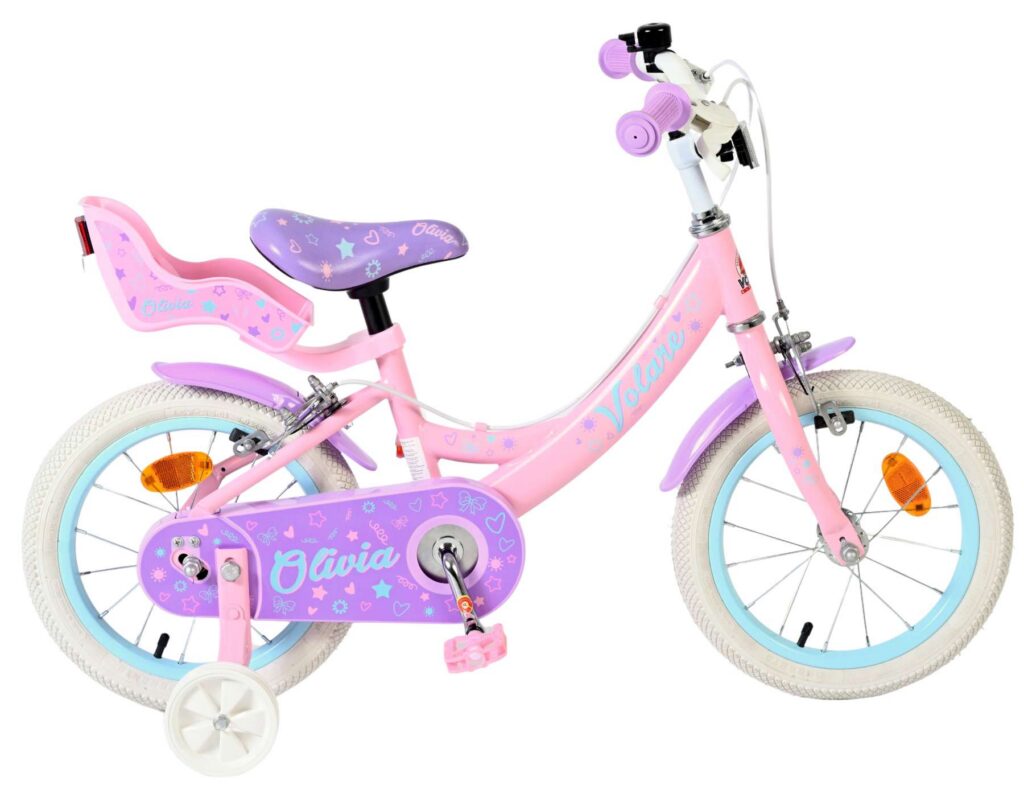 Volare Olivia Kinderfiets – Meisjes – 14 inch – Roze – Twee Handremmen