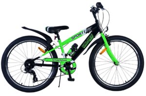 Volare Sportivo Kinderfiets – Jongens – 24 inch – Zwart Groen – 7 Speed