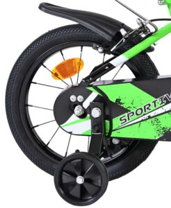 Volare Sportivo Kinderfiets - Jongens - 14 inch - Groen Zwart - Twee Handremmen