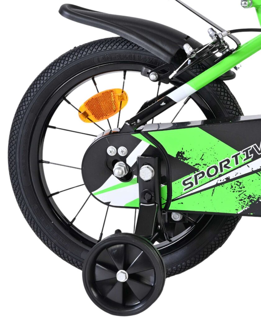 Volare Sportivo Kinderfiets – Jongens – 14 inch – Groen Zwart – Twee Handremmen