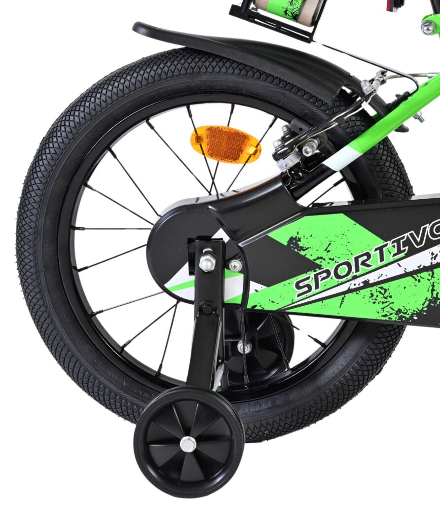 Volare Sportivo Kinderfiets – Jongens – 16 inch – Groen Zwart – Twee Handremmen