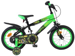 Volare Strike Kinderfiets – Jongens – 14 inch – Zwart Groen – Twee handremmen