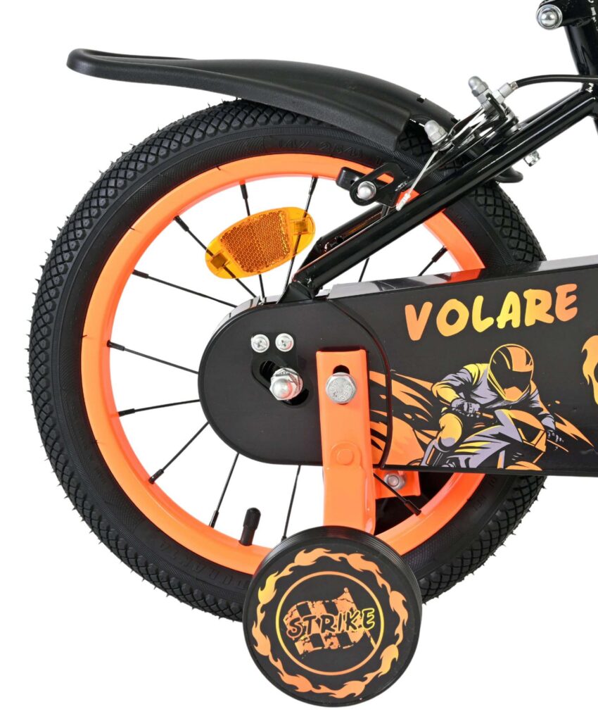 Volare Strike Kinderfiets – Jongens – 14 inch – Zwart Oranje – Twee handremmen