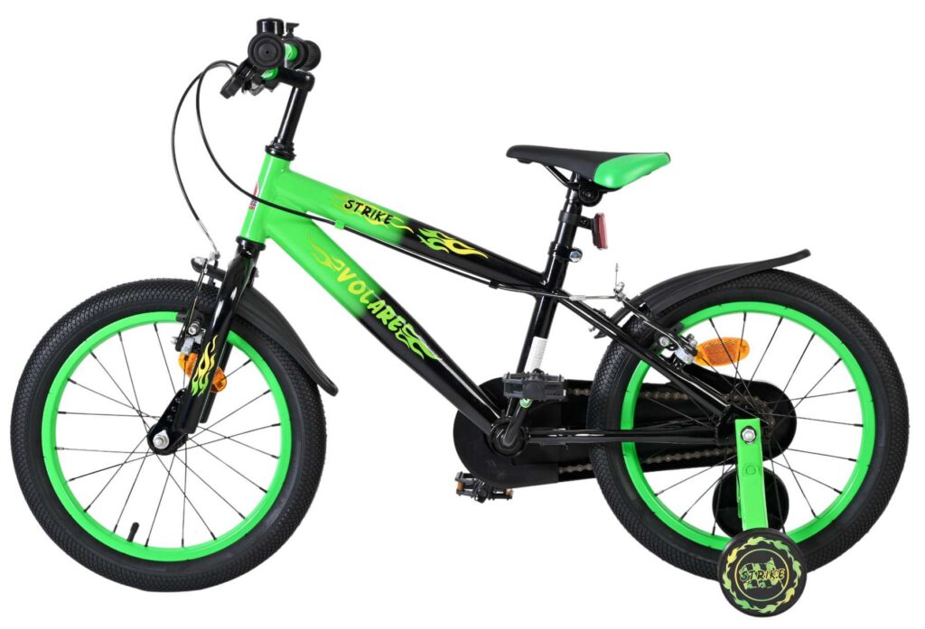 Volare Strike Kinderfiets – Jongens – 16 inch – Zwart Groen – Twee Handremmen