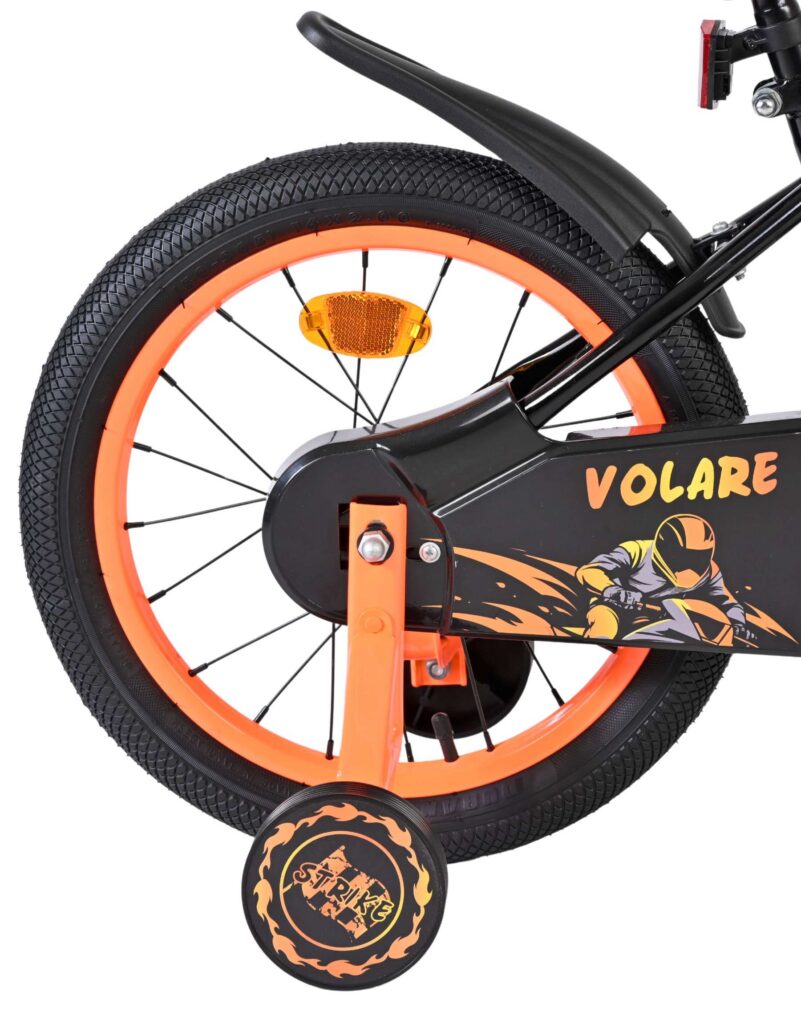 Volare Strike Kinderfiets – Jongens – 16 inch – Zwart Oranje – Twee Handremmen