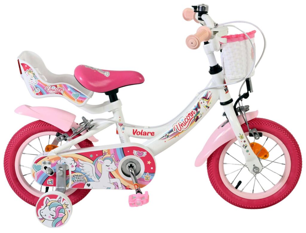 Volare Unicorn Kinderfiets – Meisjes – 12 inch – Wit – Twee handremmen
