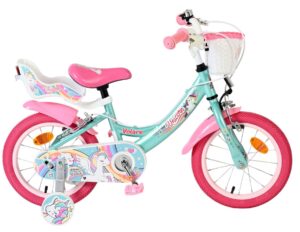 Volare Unicorn Kinderfiets – Meisjes – 14 inch – Groen – Twee Handremmen