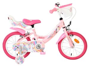 Volare Unicorn Kinderfiets – Meisjes – 14 inch – Roze – Twee Handremmen
