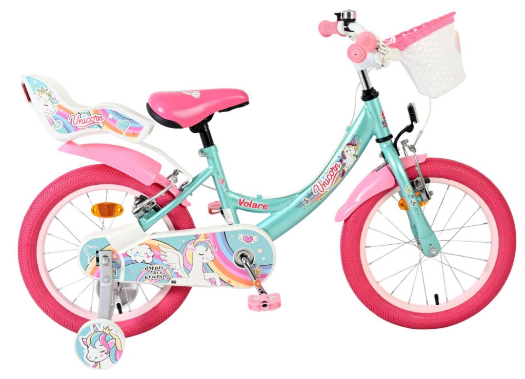 Volare Unicorn Kinderfiets – Meisjes – 16 inch – Groen – Twee Handremmen