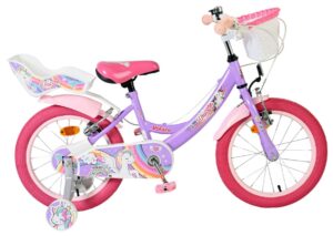 Volare Unicorn Kinderfiets – Meisjes – 16 inch – Paars – Twee Handremmen