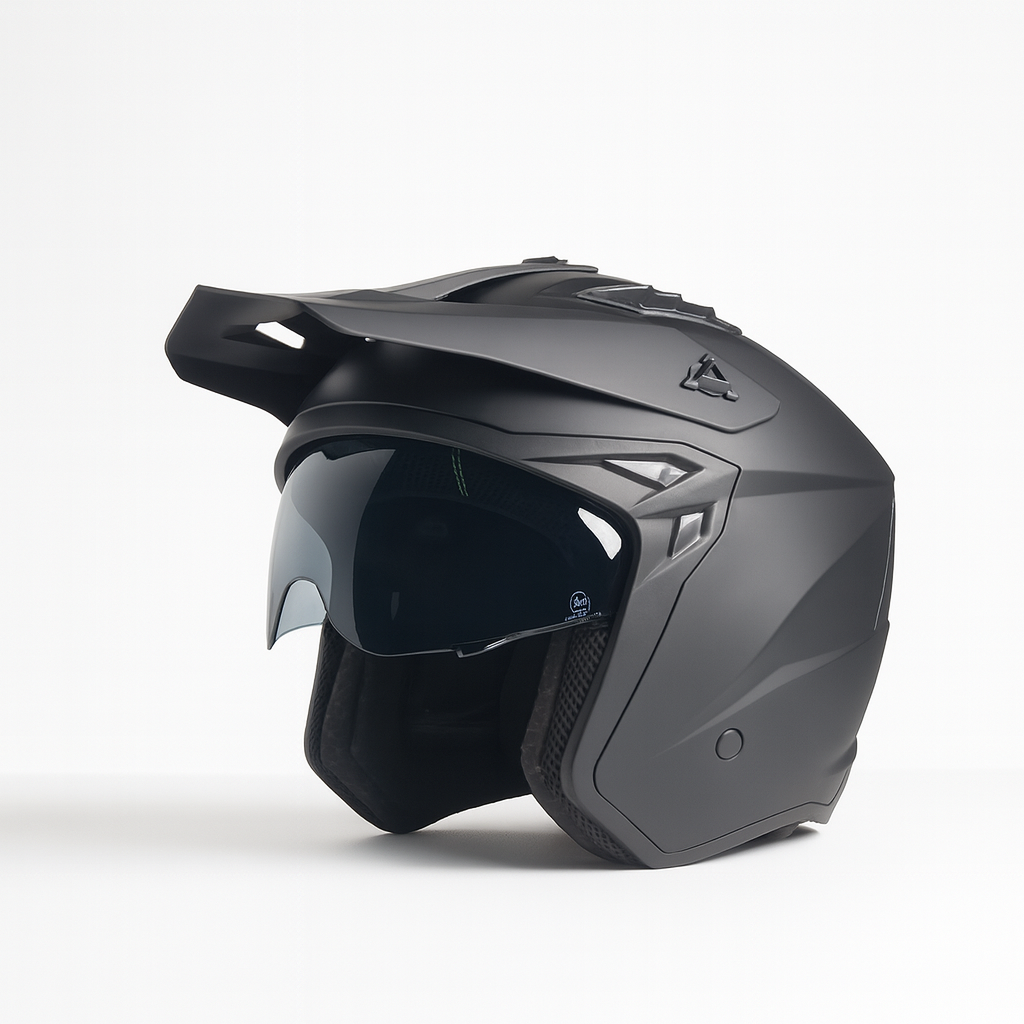 Helm Jet Trial Mat Zwart