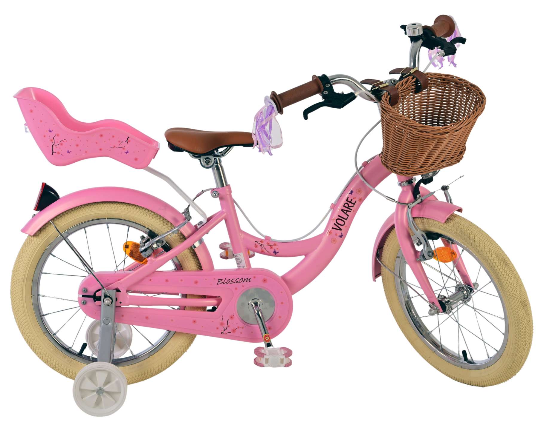 Volare Blossom Kinderfiets – Meisjes – 16 inch – Roze – Twee Handremmen