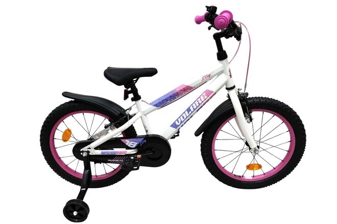 Volare Lily Kinderfiets – Meisjes – 18 inch – Wit Roze Paars – Twee handremmen