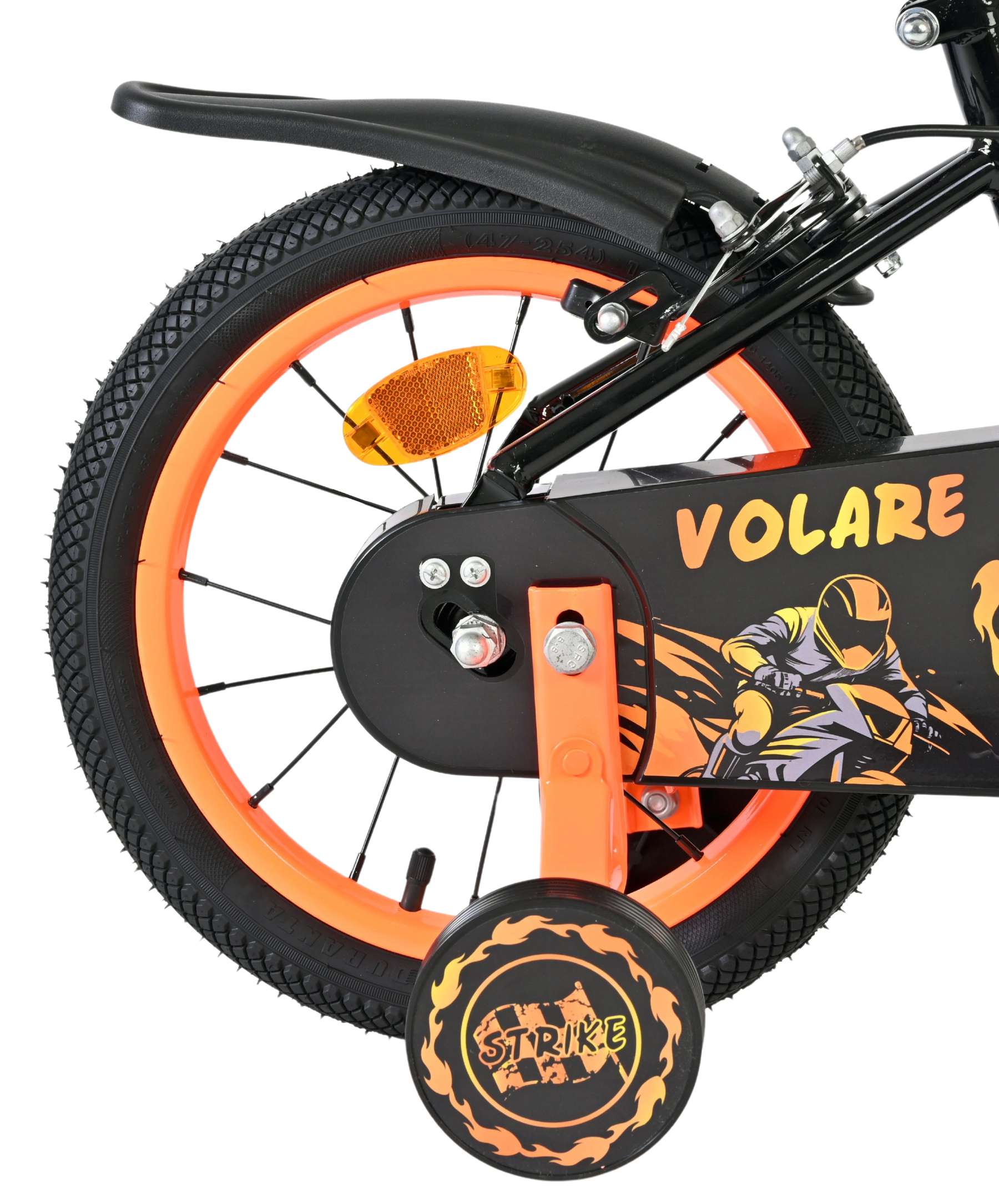 Volare Strike Kinderfiets – Jongens – 14 inch – Zwart Oranje – Twee handremmen