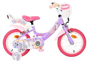 Volare Unicorn Kinderfiets – Meisjes – 14 inch – Paars – Twee Handremmen