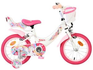 Volare Unicorn Kinderfiets – Meisjes – 14 inch – Wit – Twee Handremmen