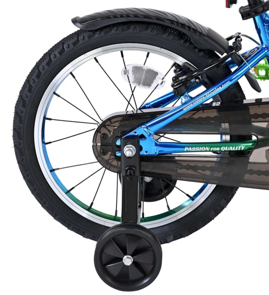 Volare Chrome Kinderfiets – Jongens – 16 inch – Blauw Groen – Twee Handremmen